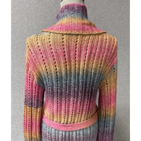 ModCloth Rainbow Ombre Belted Long Cardigan Sweater Size Large NEW NWT - Picture 6 of 11